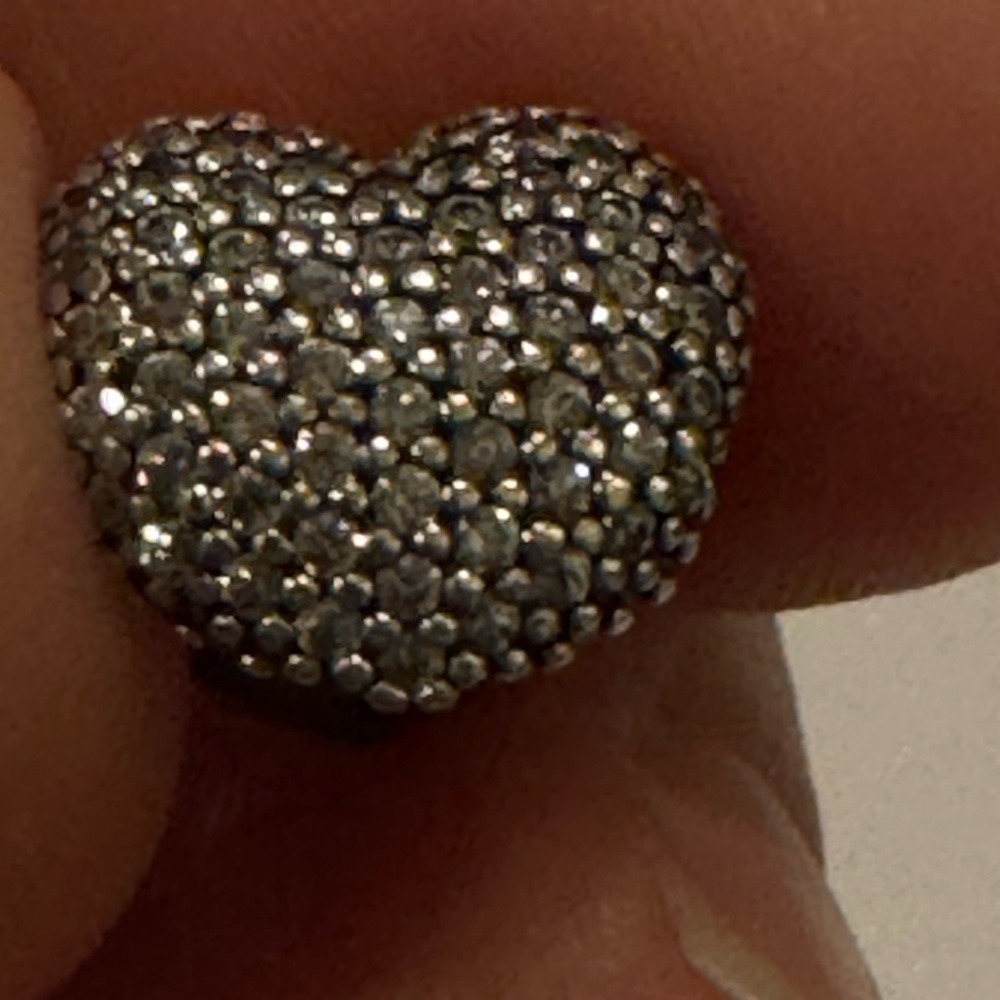 Pandora Retired Pavé Heart Clip Charm Clear CZ Sterling 925 - Picture 9 of 12